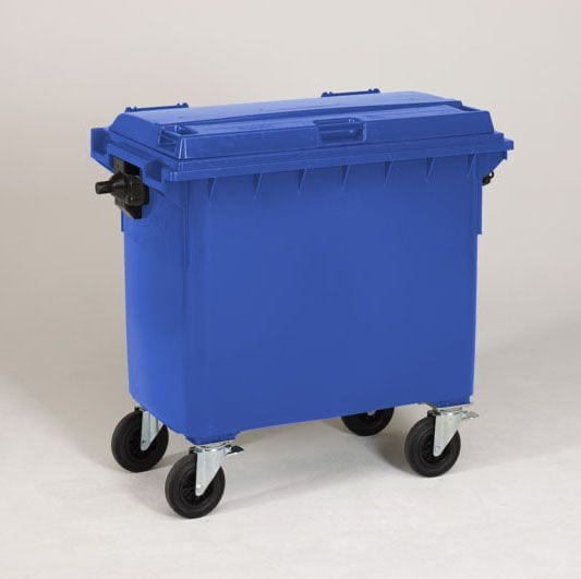 vierwiel kunststof afvalcontainer  blauw.